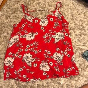 Red floral tank